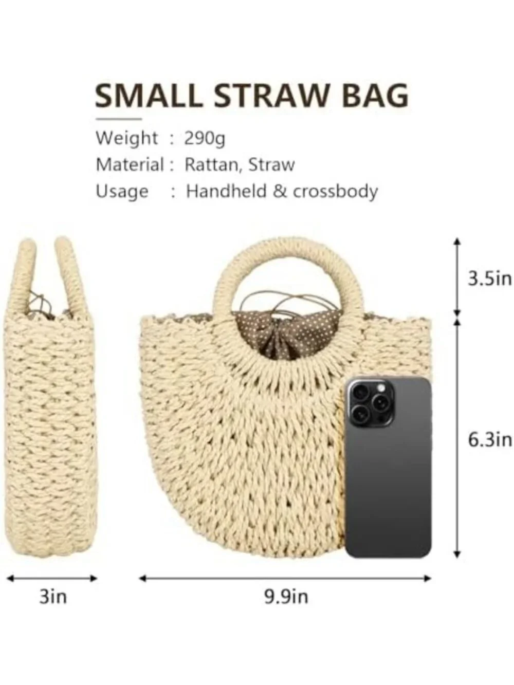 Chic Straw Hobo Bag for Women | Small Crossbody Beach Purse | Woven Rattan